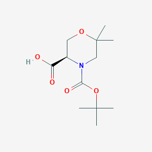 molecular formula C12H21NO5 B1524308 (R)-4-Boc-6,6-二甲基-吗啉-3-羧酸 CAS No. 1263077-92-4