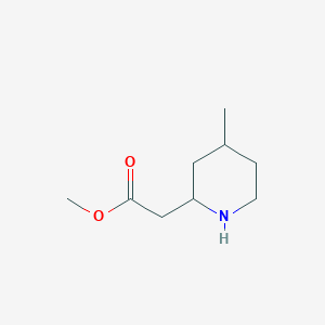 molecular formula C9H17NO2 B15243104 Methyl 2-(4-methylpiperidin-2-YL)acetate 