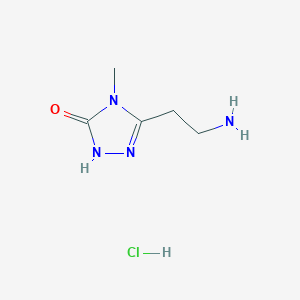molecular formula C5H11ClN4O B1524313 5-(2-Aminoethyl)-4-methyl-2,4-dihydro-3H-1,2,4-triazol-3-one hydrochloride CAS No. 1300713-08-9
