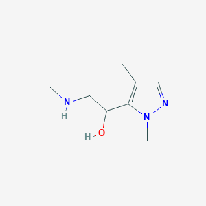 molecular formula C8H15N3O B15243247 1-(1,4-Dimethyl-1H-pyrazol-5-yl)-2-(methylamino)ethan-1-ol 
