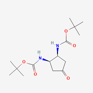 molecular formula C15H26N2O5 B15243306 Di-tert-butyl ((1R,2S)-4-oxocyclopentane-1,2-diyl)dicarbamate 