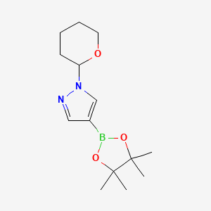 molecular formula C14H23BN2O3 B1524332 1-(Tetrahydro-2H-pyran-2-yl)-4-(4,4,5,5-tetramethyl-1,3,2-dioxaborolan-2-yl)-1H-pyrazole CAS No. 1003846-21-6