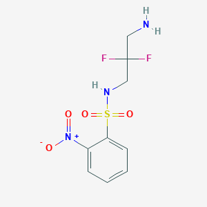 molecular formula C9H11F2N3O4S B15243593 N-(3-Amino-2,2-difluoropropyl)-2-nitrobenzene-1-sulfonamide 