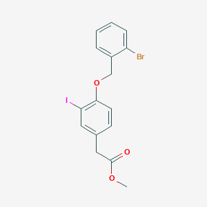 molecular formula C16H14BrIO3 B15243774 Methyl 2-(4-((2-bromobenzyl)oxy)-3-iodophenyl)acetate 