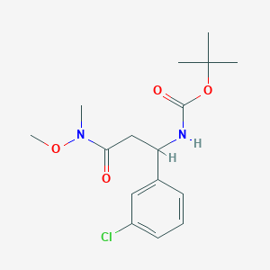 molecular formula C16H23ClN2O4 B15243874 Tert-butyl (1-(3-chlorophenyl)-3-(methoxy(methyl)amino)-3-oxopropyl)carbamate CAS No. 1416438-23-7