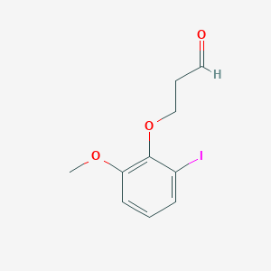molecular formula C10H11IO3 B15244077 3-(2-Iodo-6-methoxyphenoxy)propanal 