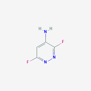molecular formula C4H3F2N3 B15244261 3,6-Difluoro-4-Pyridazinamine 