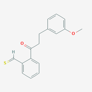 molecular formula C17H16O2S B15244303 2-[3-(3-Methoxyphenyl)propanoyl]thiobenzaldehyde 