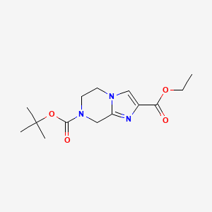 molecular formula C14H21N3O4 B1524435 7-Tert-butyl 2-ethyl 5,6-dihydroimidazo[1,2-A]pyrazine-2,7(8H)-dicarboxylate CAS No. 1053656-22-6