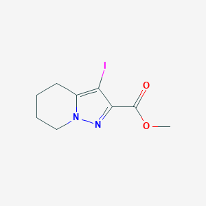 molecular formula C9H11IN2O2 B15244428 Methyl 3-iodo-4,5,6,7-tetrahydropyrazolo[1,5-A]pyridine-2-carboxylate CAS No. 1448862-62-1