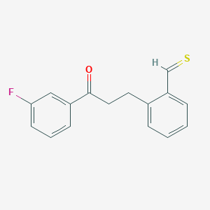 molecular formula C16H13FOS B15244445 2-[3-(3-Fluorophenyl)-3-oxopropyl]thiobenzaldehyde 