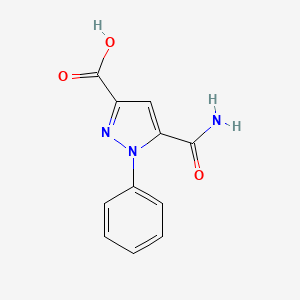 molecular formula C11H9N3O3 B1524464 5-carbamoyl-1-phenyl-1H-pyrazole-3-carboxylic acid CAS No. 1311315-98-6