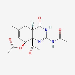 molecular formula C15H19N3O5 B15244685 Acetamide, N-(8a-acetyl-8-(acetyloxy)-1,4,4a,5,8,8a-hexahydro-6-methyl-4-oxo-2-quinazolinyl)-, cis- CAS No. 86970-99-2