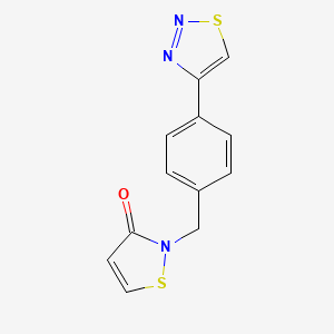 molecular formula C12H9N3OS2 B15244745 2-{[4-(1,2,3-Thiadiazol-4-yl)phenyl]methyl}-1,2-thiazol-3(2H)-one CAS No. 918107-72-9