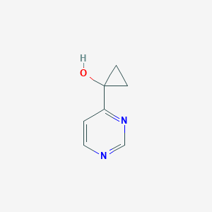 molecular formula C7H8N2O B15244808 1-(Pyrimidin-4-yl)cyclopropanol 