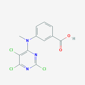molecular formula C12H8Cl3N3O2 B15244965 3-(Methyl(2,5,6-trichloropyrimidin-4-yl)amino)benzoic acid 