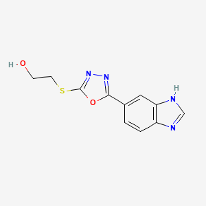 molecular formula C11H10N4O2S B15244972 2-((5-(1H-Benzo[d]imidazol-6-yl)-1,3,4-oxadiazol-2-yl)thio)ethanol 