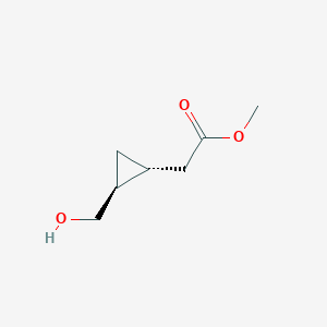 molecular formula C7H12O3 B15245213 methyl 2-[(1R,2S)-2-(hydroxymethyl)cyclopropyl]acetate 