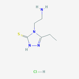 molecular formula C6H13ClN4S B1524526 4-(2-aminoethyl)-5-ethyl-4H-1,2,4-triazole-3-thiol hydrochloride CAS No. 1354953-12-0