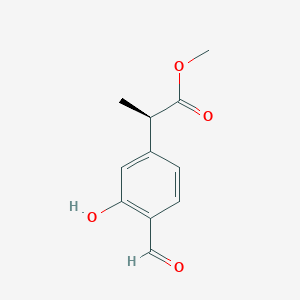 molecular formula C11H12O4 B15245983 (R)-Methyl 2-(4-formyl-3-hydroxyphenyl)propanoate 
