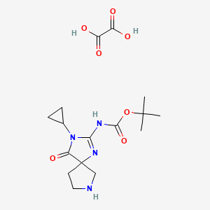 molecular formula C16H24N4O7 B15246034 tert-Butyl (3-cyclopropyl-4-oxo-1,3,7-triazaspiro[4.4]non-1-en-2-yl)carbamate oxalate 