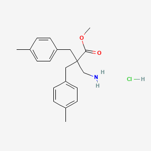 molecular formula C20H26ClNO2 B15246048 Methyl 3-amino-2,2-bis(4-methylbenzyl)propanoate hydrochloride 