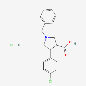 molecular formula C18H19Cl2NO2 B1524610 1-Benzyl-4-(4-chlorophenyl)pyrrolidine-3-carboxylic acid hydrochloride CAS No. 885959-10-4