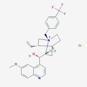 molecular formula C28H30BrF3N2O2 B15246111 (1S,2R,4S,5S)-2-((S)-Hydroxy(6-methoxyquinolin-4-YL)methyl)-1-(4-(trifluoromethyl)benzyl)-5-vinylquinuclidin-1-ium bromide 