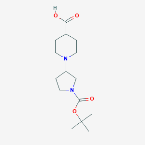 molecular formula C15H26N2O4 B1524623 1-(1-(Tert-butoxycarbonyl)pyrrolidin-3-YL)piperidine-4-carboxylic acid CAS No. 1440535-47-6