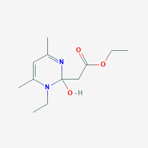 molecular formula C12H20N2O3 B15246286 Ethyl 2-(1-ethyl-2-hydroxy-4,6-dimethyl-1,2-dihydropyrimidin-2-yl)acetate 