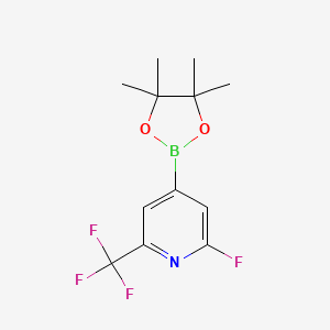 molecular formula C12H14BF4NO2 B1524630 2-Fluoro-4-(4,4,5,5-tetramethyl-1,3,2-dioxaborolan-2-YL)-6-(trifluoromethyl)pyridine CAS No. 1169459-44-2