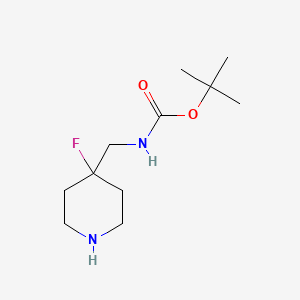 molecular formula C11H21FN2O2 B1524631 tert-butyl N-[(4-fluoropiperidin-4-yl)methyl]carbamate CAS No. 871022-62-7