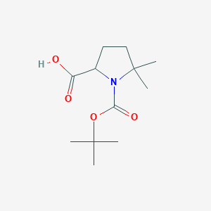 molecular formula C12H21NO4 B1524634 1-(Tert-butoxycarbonyl)-5,5-dimethylpyrrolidine-2-carboxylic acid CAS No. 900158-99-8
