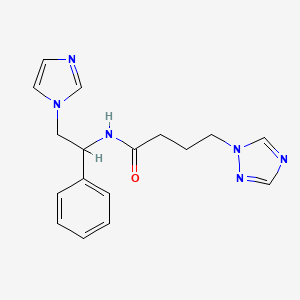 molecular formula C17H20N6O B15246464 N-(2-(1H-Imidazol-1-yl)-1-phenylethyl)-4-(1H-1,2,4-triazol-1-yl)butanamide 