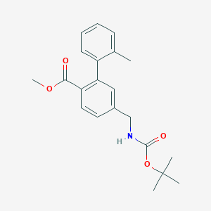 molecular formula C21H25NO4 B15246467 Methyl 4-(N-t-butoxycarbonylaminomethyl)-2-(2-methylphenyl)benzoate 