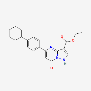 molecular formula C21H23N3O3 B15246475 Ethyl 5-(4-cyclohexylphenyl)-7-oxo-4,7-dihydropyrazolo[1,5-a]pyrimidine-3-carboxylate CAS No. 2394829-81-1