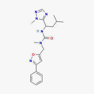 molecular formula C20H26N6O2 B15246491 1-Methyl-3-(3-methyl-1-(1-methyl-1H-1,2,4-triazol-5-yl)butyl)-1-((3-phenylisoxazol-5-yl)methyl)urea 