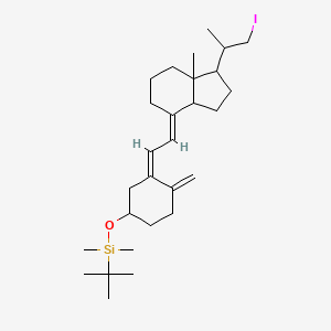 molecular formula C28H47IOSi B15246841 tert-butyl-[(3Z)-3-[(2E)-2-[1-(1-iodopropan-2-yl)-7a-methyl-2,3,3a,5,6,7-hexahydro-1H-inden-4-ylidene]ethylidene]-4-methylidenecyclohexyl]oxy-dimethylsilane 