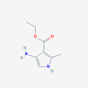 molecular formula C8H12N2O2 B15246909 Ethyl 4-amino-2-methyl-1H-pyrrole-3-carboxylate 