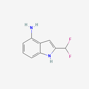 molecular formula C9H8F2N2 B15246922 2-(Difluoromethyl)-1H-indol-4-amine 
