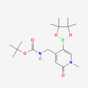molecular formula C18H29BN2O5 B15247044 tert-Butyl ((1-methyl-2-oxo-5-(4,4,5,5-tetramethyl-1,3,2-dioxaborolan-2-yl)-1,2-dihydropyridin-4-yl)methyl)carbamate 