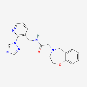 molecular formula C19H20N6O2 B15247141 N-((2-(1H-1,2,4-Triazol-1-yl)pyridin-3-yl)methyl)-2-(2,3-dihydrobenzo[f][1,4]oxazepin-4(5H)-yl)acetamide 