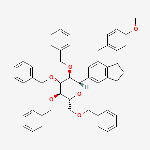 molecular formula C52H54O6 B15247344 (2R,3R,4R,5S,6S)-3,4,5-Tris(benzyloxy)-2-((benzyloxy)methyl)-6-(7-(4-methoxybenzyl)-4-methyl-2,3-dihydro-1H-inden-5-yl)tetrahydro-2H-pyran 