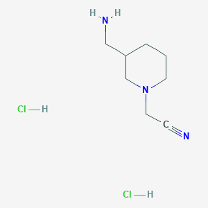 molecular formula C8H17Cl2N3 B1524744 2-[3-(氨甲基)哌啶-1-基]乙腈二盐酸盐 CAS No. 1354951-26-0