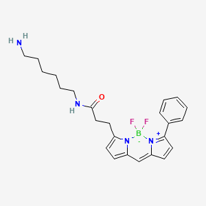 molecular formula C24H29BF2N4O B15247486 N-(6-aminohexyl)-3-(2,2-difluoro-12-phenyl-3-aza-1-azonia-2-boranuidatricyclo[7.3.0.03,7]dodeca-1(12),4,6,8,10-pentaen-4-yl)propanamide 
