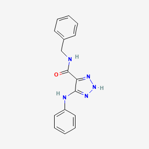 molecular formula C16H15N5O B15247532 N-Benzyl-5-(phenylamino)-1H-1,2,3-triazole-4-carboxamide 