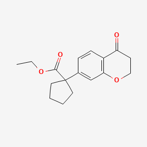 molecular formula C17H20O4 B15247546 Ethyl1-(4-oxochroman-7-yl)cyclopentanecarboxylate CAS No. 2177266-77-0