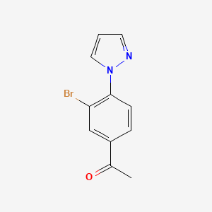 molecular formula C11H9BrN2O B1524773 3'-Bromo-4'-(1-pyrazolyl)acetophenone CAS No. 1186663-58-0
