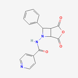 molecular formula C17H13N3O4 B15247768 N-(2,4-Dioxo-7-phenyl-3-oxa-6-azabicyclo[3.2.0]heptan-6-yl)isonicotinamide 