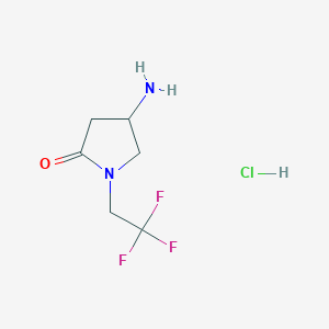 molecular formula C6H10ClF3N2O B1524787 4-Amino-1-(2,2,2-trifluoroethyl)pyrrolidin-2-one hydrochloride CAS No. 1333541-65-3